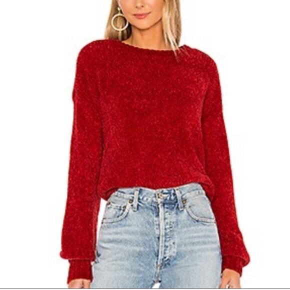 Lovers + Friends Sweaters - LOVERS + FRIENDS Riner Chenille Sweater Revolve Red- Size Medium